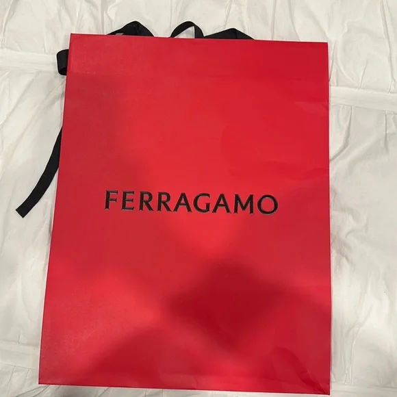 Salvatore Ferragamo Storage Organization Salvatore Ferragamo Shopping Bag Raised Monogram Mesh Handles Ribbon Closure Poshmark